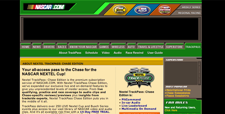 Nominee - NASCAR.COM’s TrackPass with PitCommand