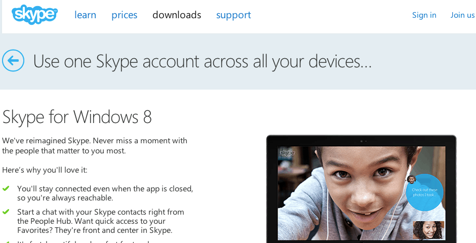 Webby Award Winner - Skype for Windows 8