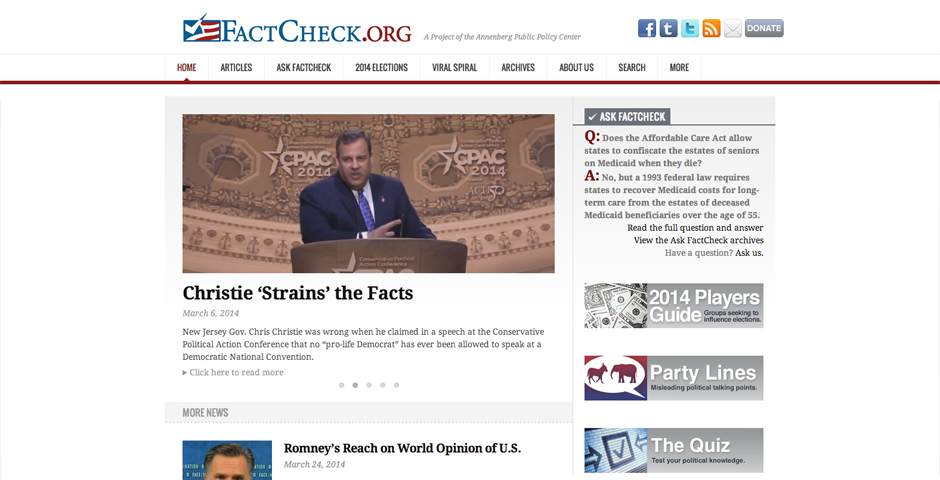 People's Voice / Webby Award Winner - FactCheck.org