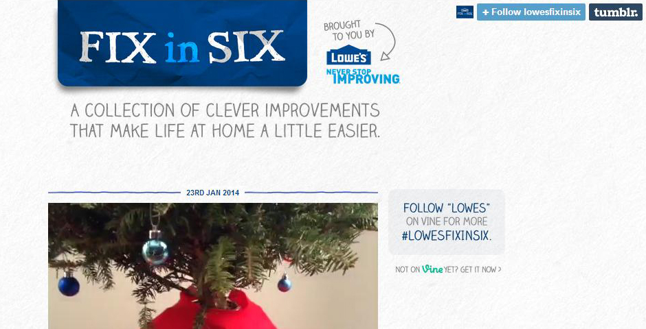 Nominee - Lowe’s Fix in Six Tumblr Page