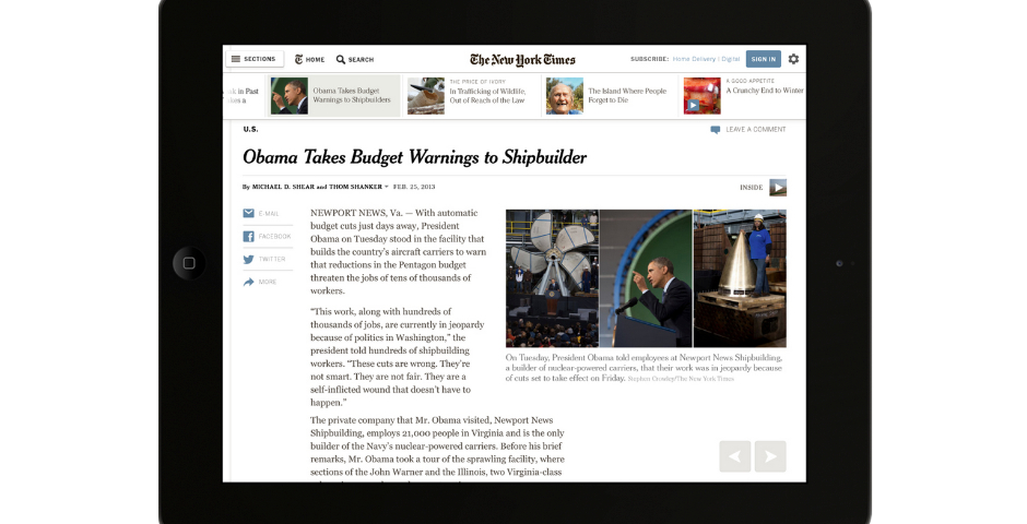 Nominee - NYTimes for iPad App