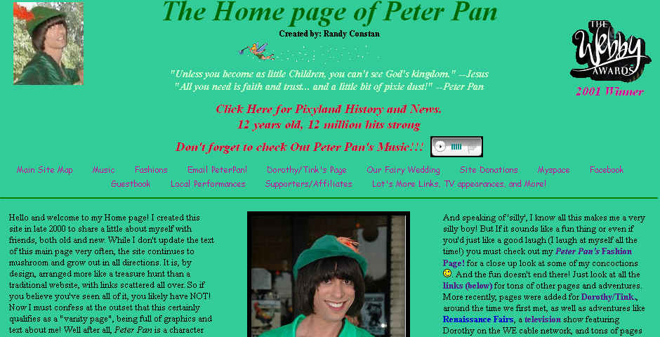 People's Voice / Webby Award Winner - Peter Pan’s Home Page