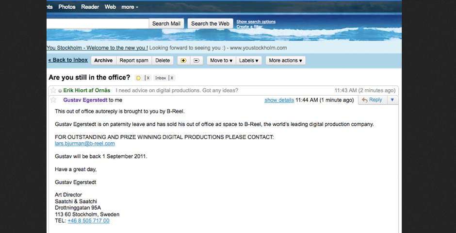 Nominee - Out of office ad