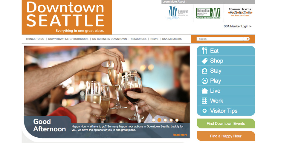 Webby Award Winner - Downtown Seattle Association Website
