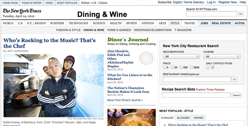 Nominee - The New York Times Dining & Wine