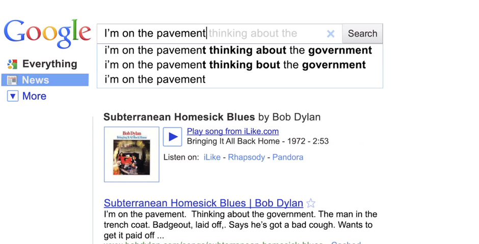 Nominee - Google Instant with Bob Dylan