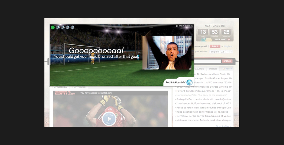 Webby Award Winner - AT&T World Cup Headercam Banner