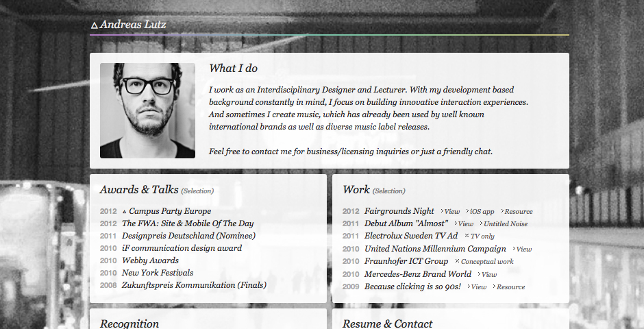 Webby Award Winner - Andreas Lutz: Because clicking is so 90s!
