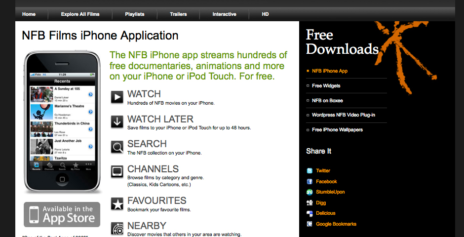 Nominee - NFB Films iPhone App
