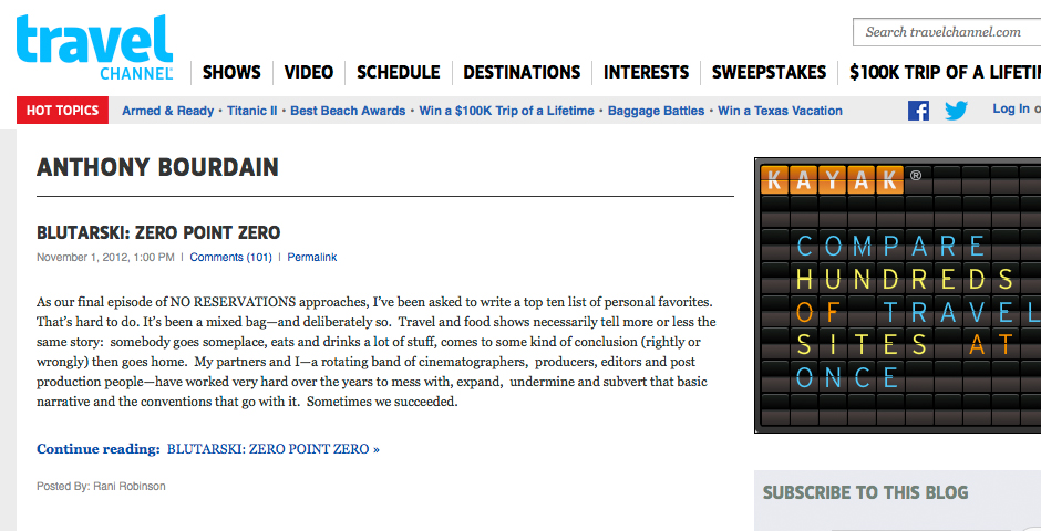 Nominee - Anthony Bourdain Blog