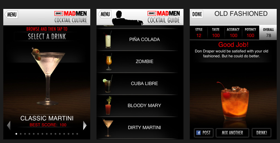 Nominee - AMCtv.com — Mad Men Cocktail Culture App