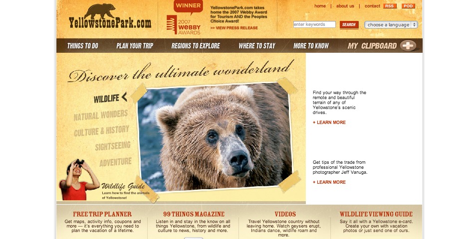 People's Voice / Webby Award Winner - YellowstonePark.com