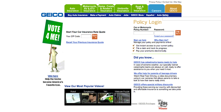 Webby Award Winner - GEICO Redesign