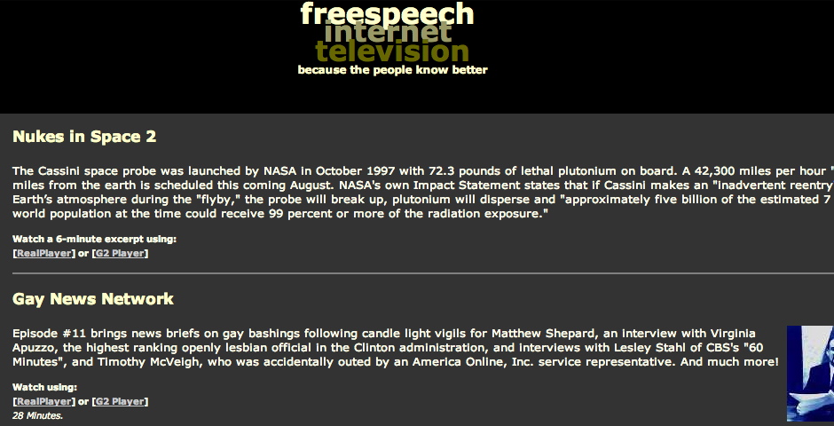 Webby Award Winner - Freespeech Internet Television