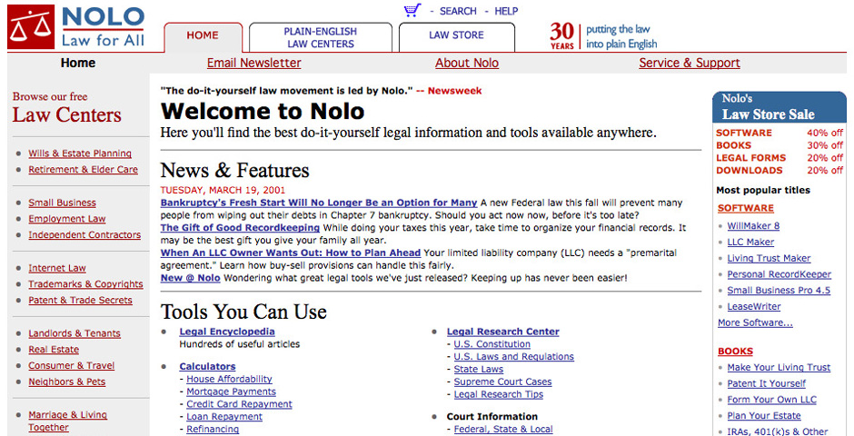 Webby Award Winner - Nolo Self-Help Law Center