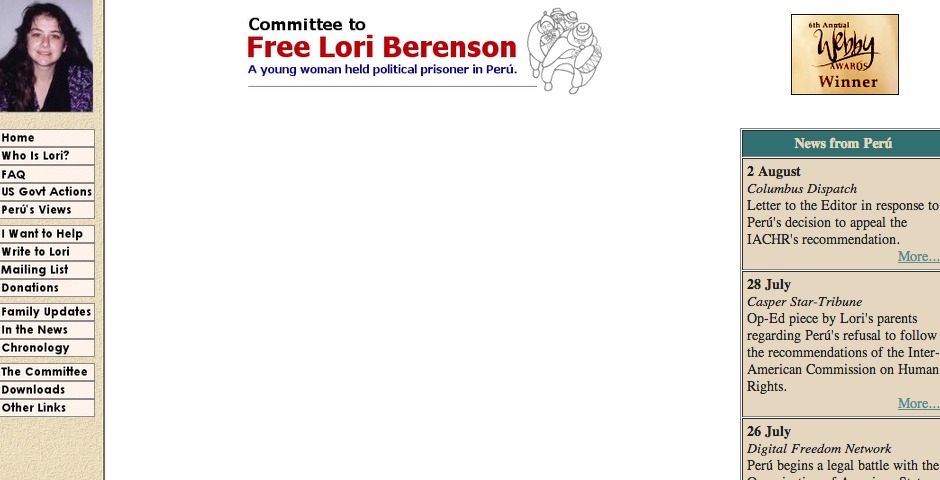 Webby Award Winner - The Committee to Free Lori Berenson