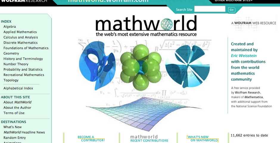 Nominee - Eric Weisstein’s World of Mathematics
