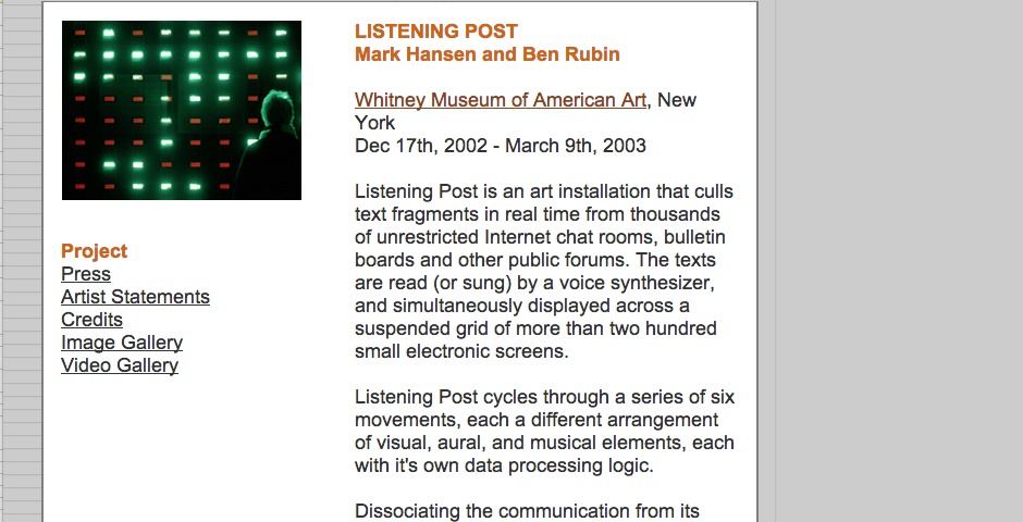 Webby Award Winner - Listening Post