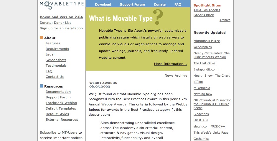 Webby Award Winner - Movable Type