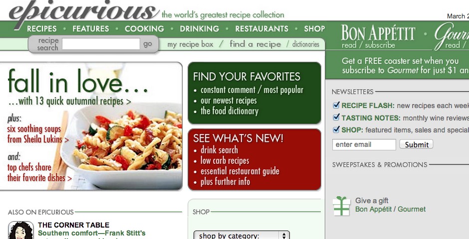 People's Voice / Webby Award Winner - Epicurious.com
