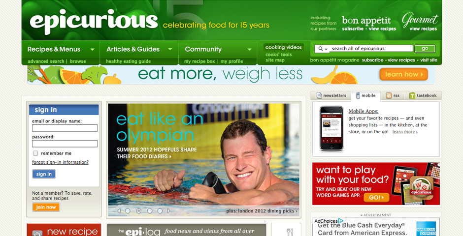 People's Voice / Webby Award Winner - Epicurious