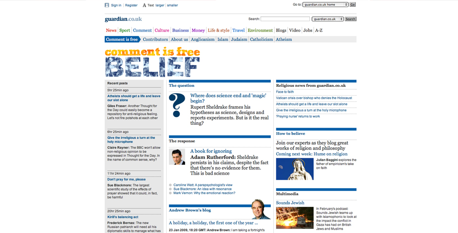 Webby Award Winner - Comment is free: belief