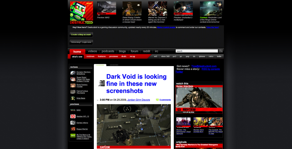 Nominee - Destructoid, The Hardcore Gamer’s Blog