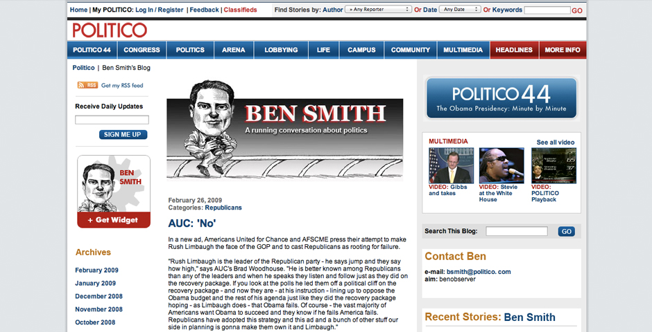 Nominee - Politico – Ben Smith