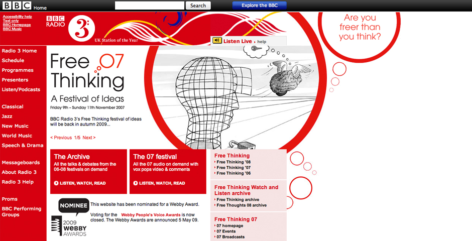 Nominee - BBC Free Thinking 2007
