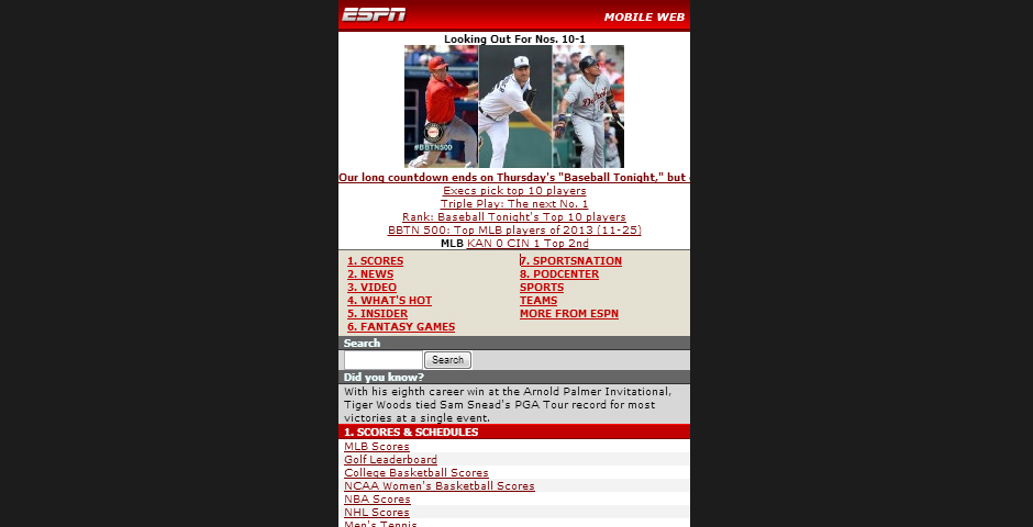 People's Voice / Webby Award Winner - ESPN Mobile