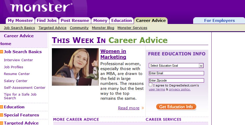 Webby Award Winner - Monster Career Advice