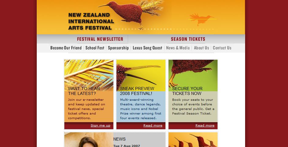 Webby Award Winner - New Zealand International Arts Festival 2006
