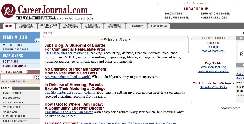 Nominee - CareerJournal.com, The Wall Street Journal’s executive career site