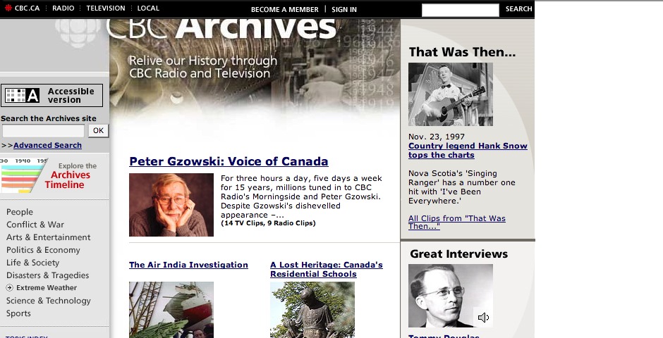 Nominee - CBC Digital Archives Website