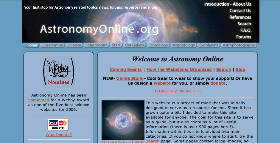 astronomy online the webby