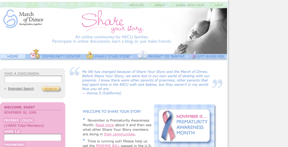 Nominee - March of Dimes Share: An online community saving babies together