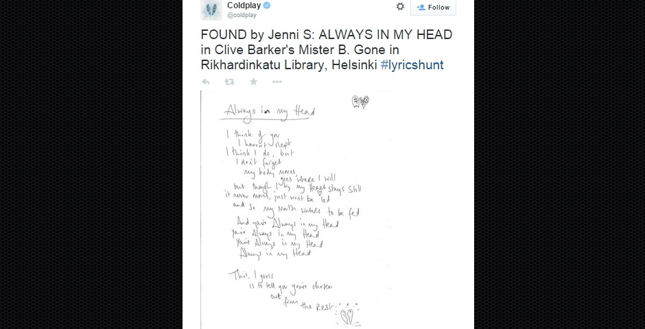 People's Voice - Coldplay Lyrics Hunt