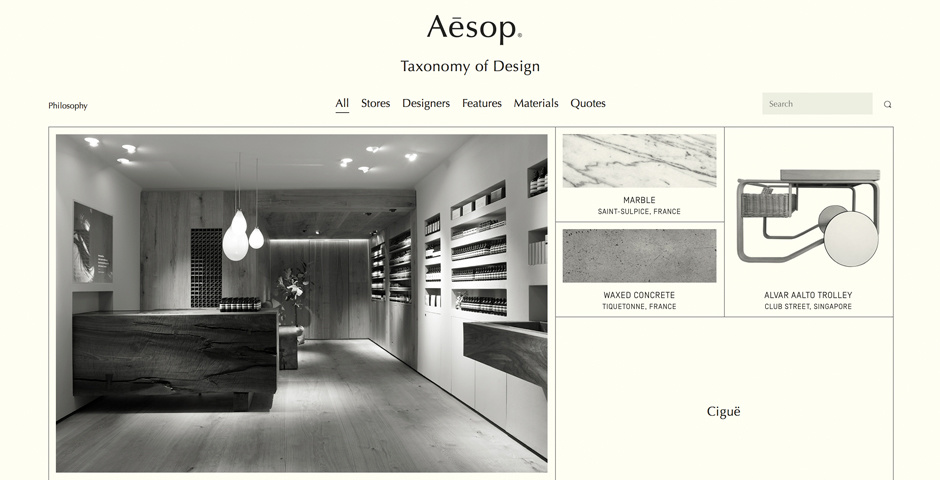 Webby Award Winner - Aesop – Taxonomy of Design